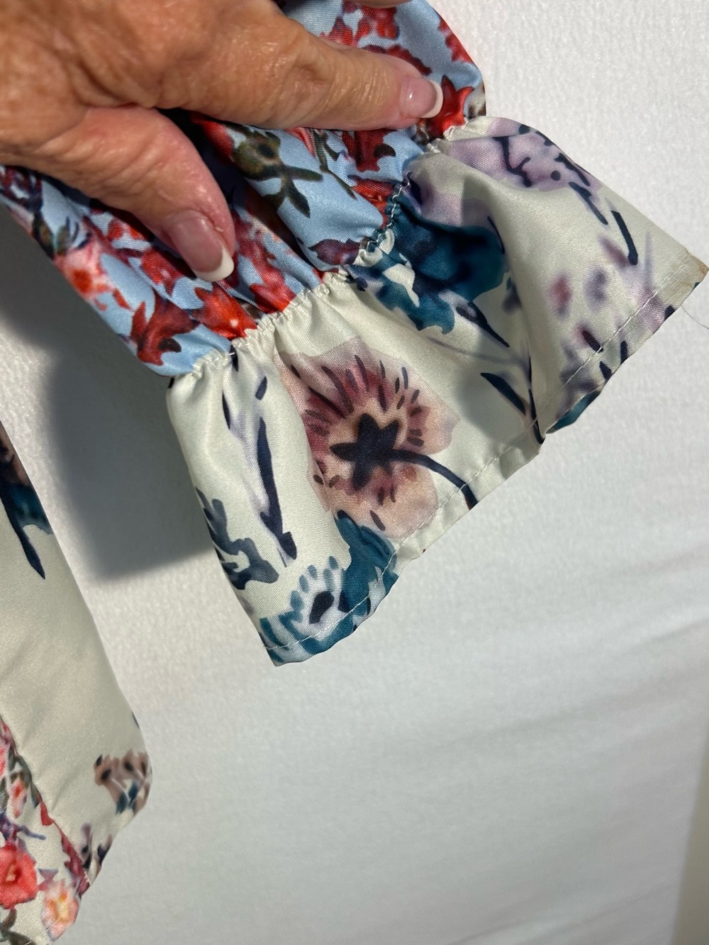 Light Blue Floral Patchwork Tunic Top - Picture 4 of 5